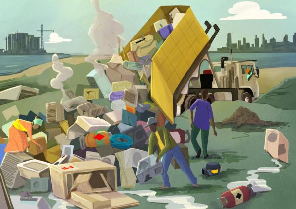 Illustration of a landfill